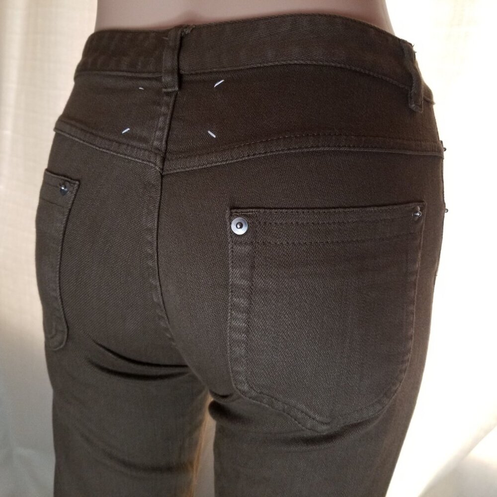 Brown Mid-Rise Skinny Designer Jeans by Maison Martin Margiela Monochrome - Picture 5 of 15